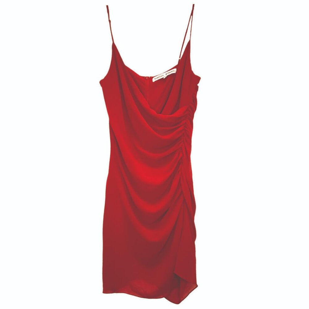 Rebecca Minkoff Kinsley Spaghetti Strap Ruched Slip Dress Cabernet Red Size 8